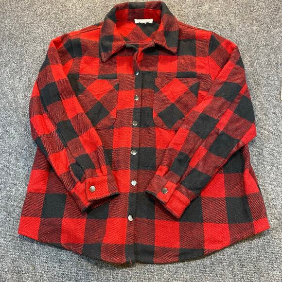 Eco Threads Other - Eco Threads Mens XL Red Black Plaid Flannel Snap Shirt Casual Workwear Cabincore